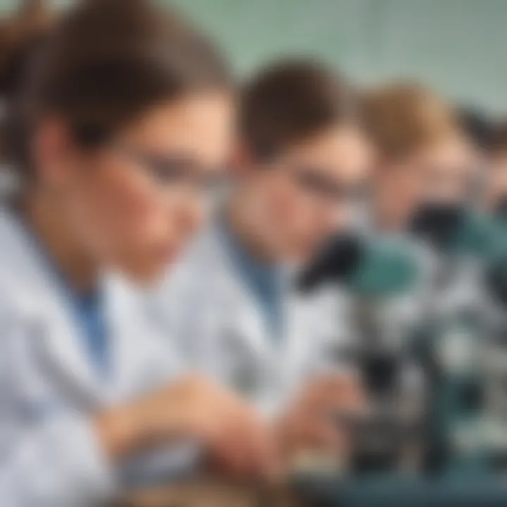 Young scientist using microscopes for STEM art project