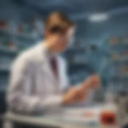 Scientist in laboratory conducting experiments