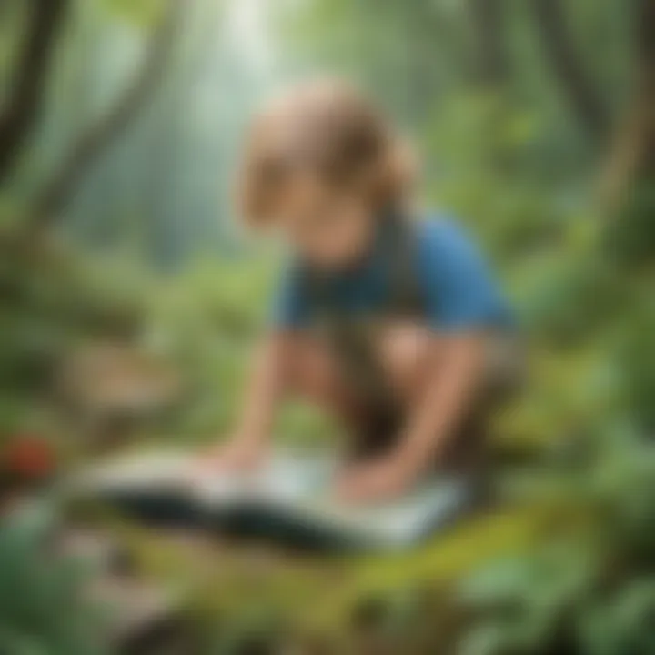 Preschooler exploring a STEM book on nature