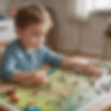 Young child engaged in strategic board game