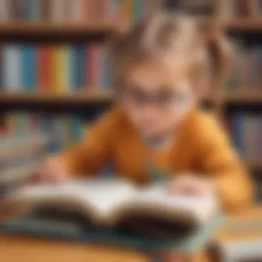 Illustration of a child exploring different reading materials