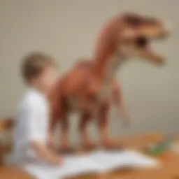 Preschooler learning about dinosaur anatomy