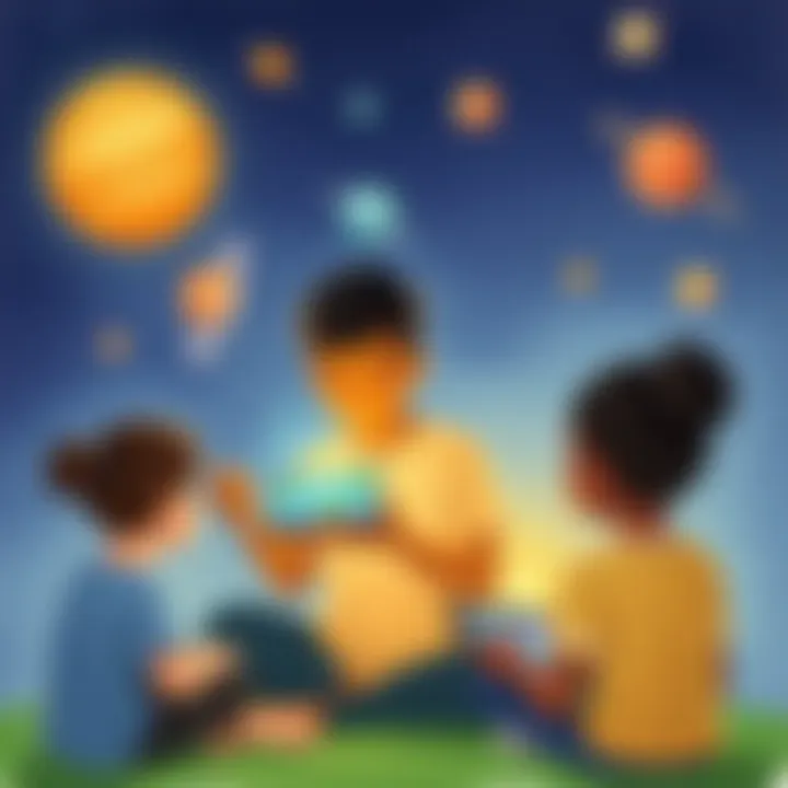 Technology Enhancing Learning An educator using a tablet to teach astronomy concepts to students