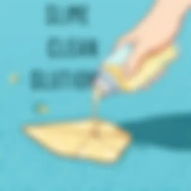 A gentle cleaning solution being applied to carpet fibers