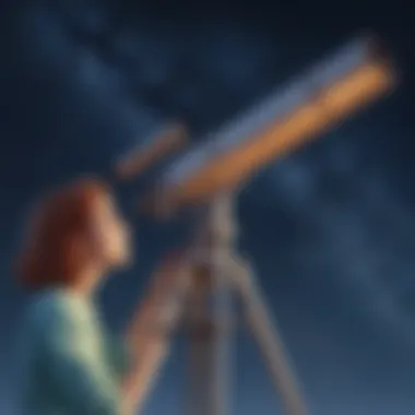 Illustration of a telescope observing the night sky