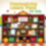 A colorful Thanksgiving classroom display showcasing various educational materials.