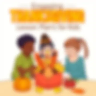 Children engaged in a fun Thanksgiving-themed craft activity.