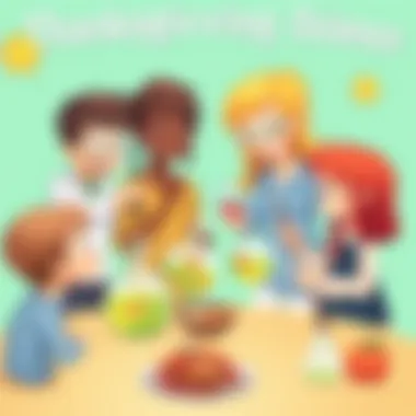 A group of children participating in a Thanksgiving science experiment.