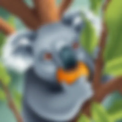 Koala munching on eucalyptus leaves