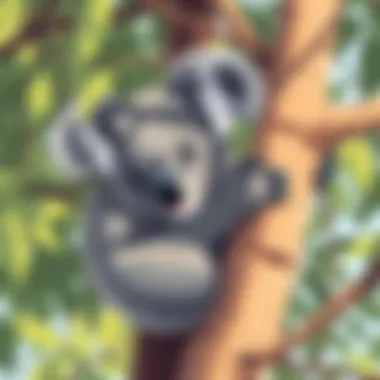 Koala resting in a tree after feeding