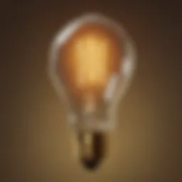 An early electric light bulb glowing brightly in a Victorian-era setting.
