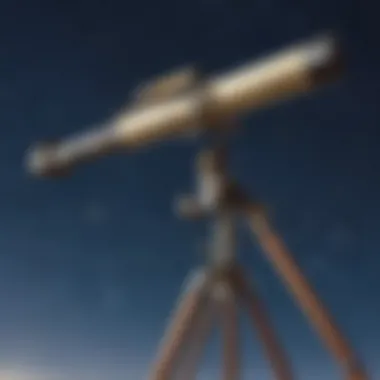 Celestial Exploration A telescope pointed towards a constellation filled sky
