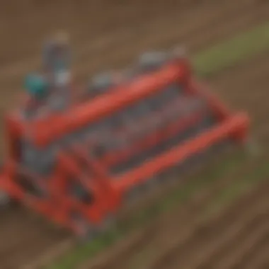 A close-up view of the intricate mechanisms within planting machines.