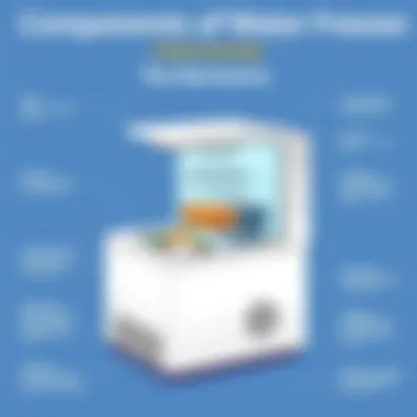 Diagram showing the components of a water freezer