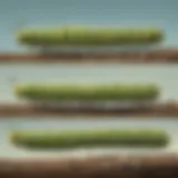 The life cycle stages of a caterpillar.