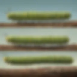 The life cycle stages of a caterpillar.