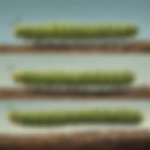 The life cycle stages of a caterpillar.