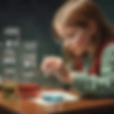 A child observing an experiment with scientific glass jars, highlighting engagement in the learning process.