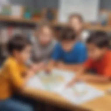 Collaborative Problem-Solving Group of children collaborating and problem-solving with ThinkFun Code Master