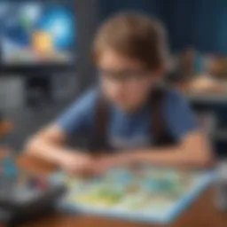 Young child immersed in playing ThinkFun Code Master