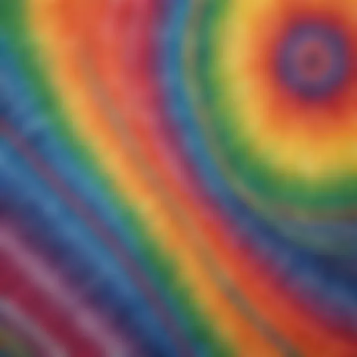 Close-up of a tie-dye pattern being created using rubber bands.