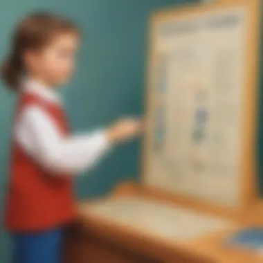 Illustration of a child presenting a triboard poster at a science fair