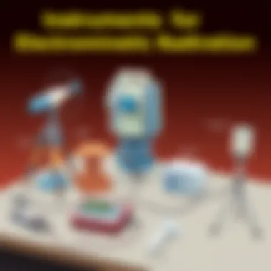 Diagram showcasing instruments for measuring electromagnetic radiation.