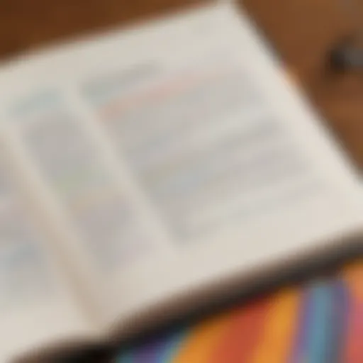 An open book displaying APA style guidelines with colorful highlights.