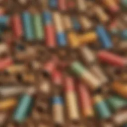 Colorful cardboard tube crafts displayed creatively