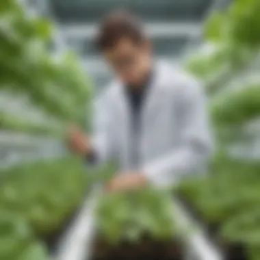 Young Scientist Observing Hydroponics A young scientist enthusiastically examining the growth of plants in a hydroponic environment.