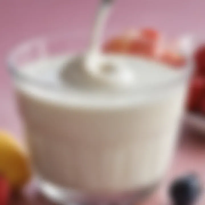 A close-up of yogurt showcasing live cultures