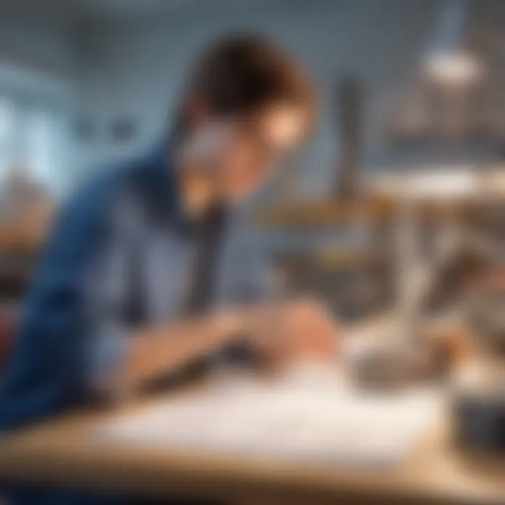 An engaging illustration showing a young innovator working on a prototype