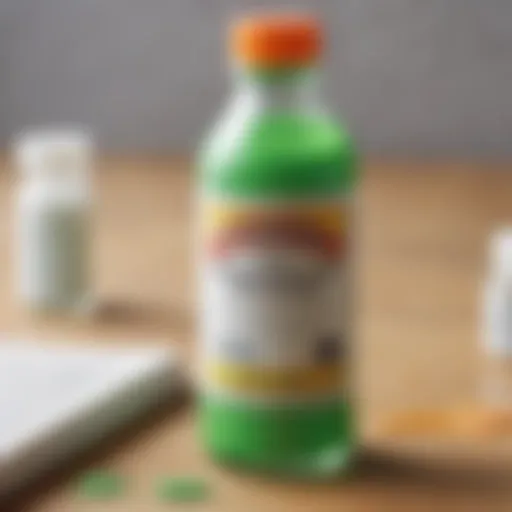 Close-up of glue bottle highlighting its key ingredients and properties