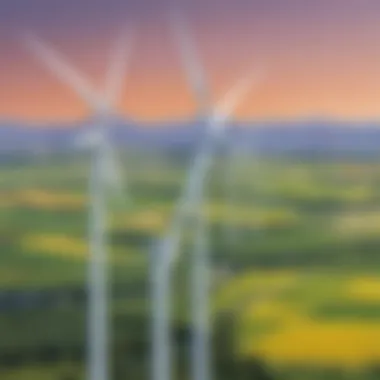 Contemporary Wind Energy Generation Modern wind turbines in a renewable energy farm