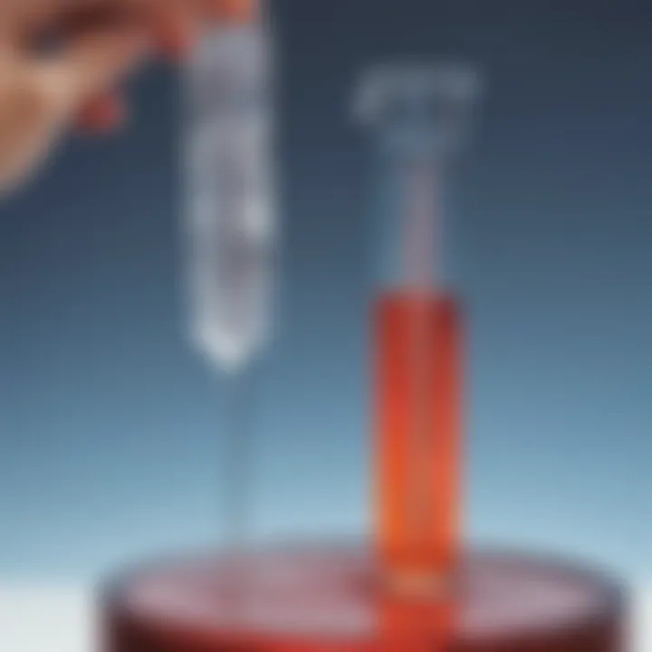 An experiment demonstrating the effect of temperature on fluid viscosity using a thermometer