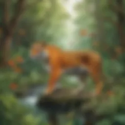 A vibrant depiction of a wild animal in its natural habitat.