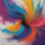 Abstract swirls of colorful paint on canvas