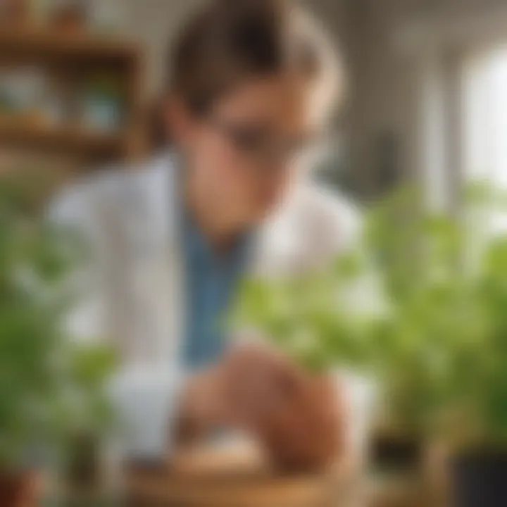 Young scientist observing plant growth in a DIY science experiment