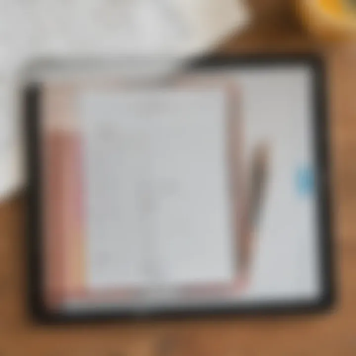 Close-up of a digital tablet displaying the free PDF homeschool planner