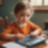 Illustration of a young child engaging with a composition calculator