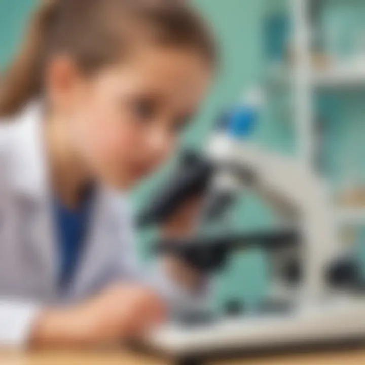 Young Scientist Exploring Microscope