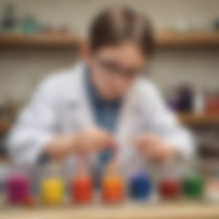 Young scientist experimenting with dye