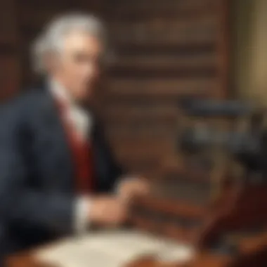 Historical depiction of Samuel Morse introducing Morse code