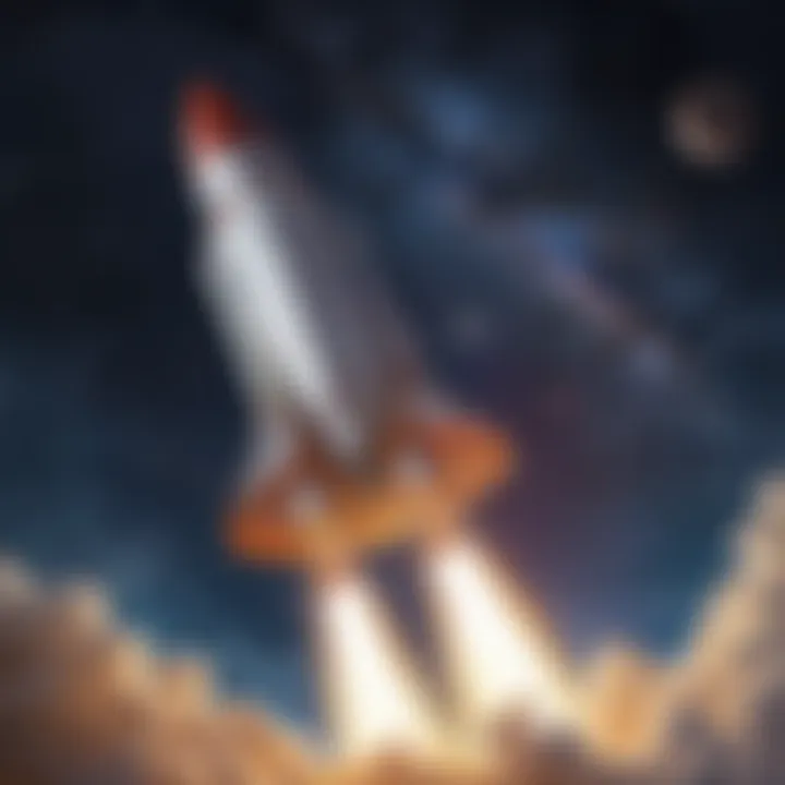 Illustration of a Rocket Launching into Space