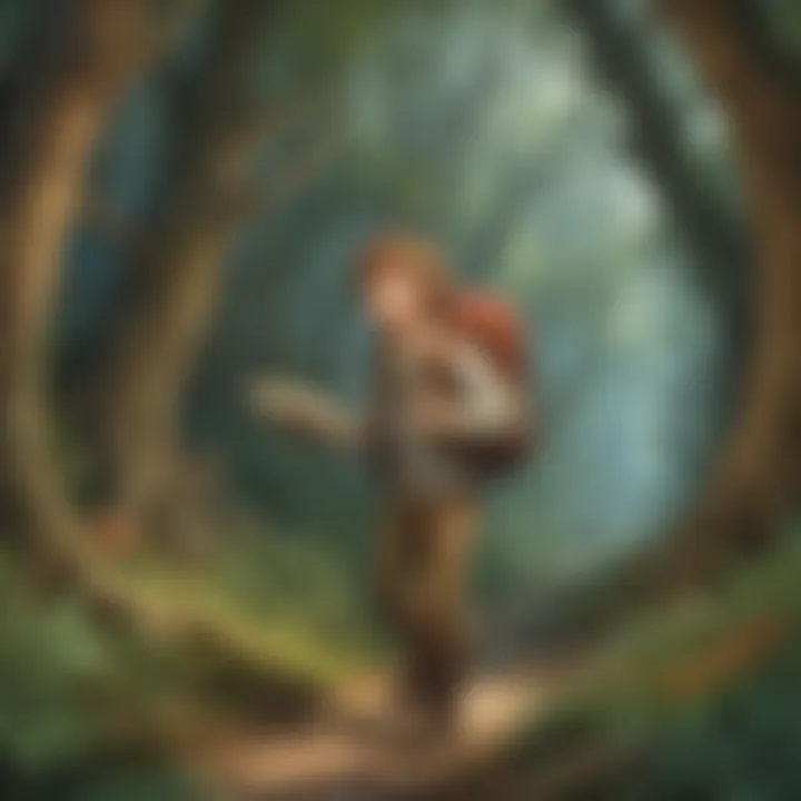 Illustration of a young explorer in 'Journey Through the Enchanted Forest'