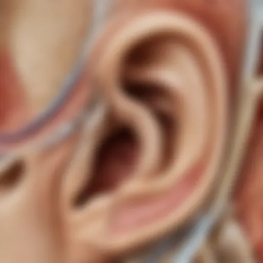 Illustration of the inner ear anatomy showing cochlea and auditory nerve.