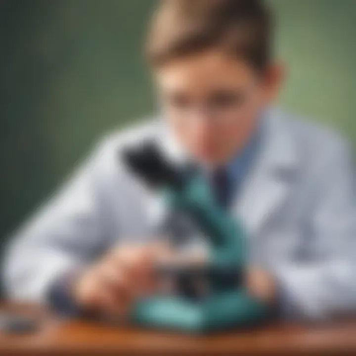 Young scientist adjusting microscope settings