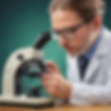 Scientist examining sample under the microscope