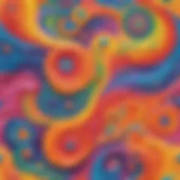 Abstract swirls of vibrant puffy paint