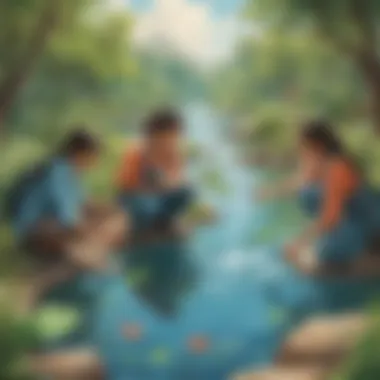 Kids conducting water conservation experiment on Earth Day